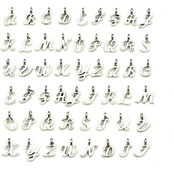 Silver Rhinestone Alphabet Letters A-Z Jewelry Bracelet Findings Charms Pendant